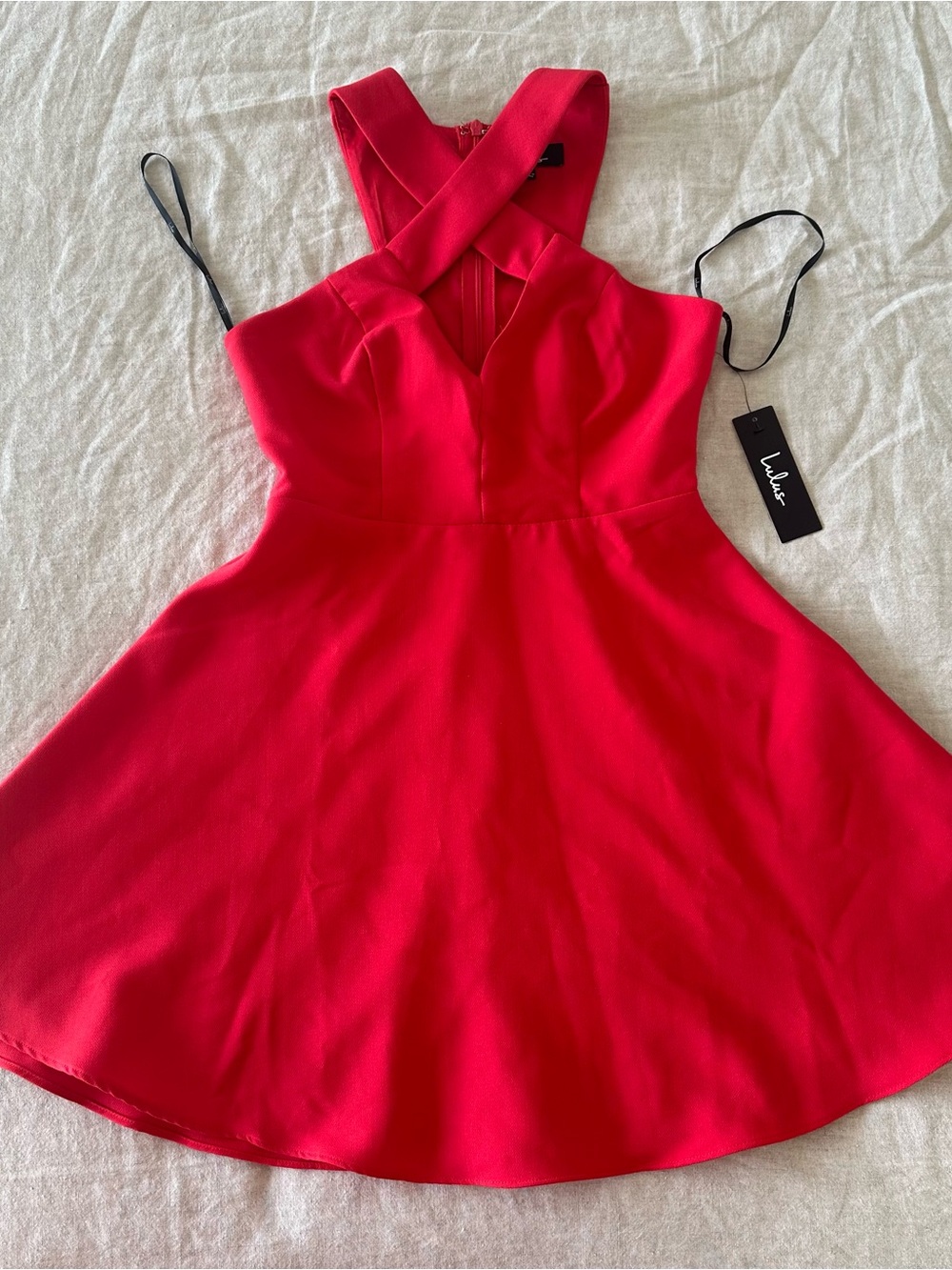 Lulu's Vibrant Red Crisscross-Strap Mini Dress